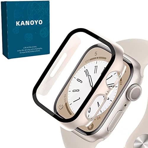 KANOYO Apple Watch 用ケース Series Ultra/SE2/SE/8/7/6/5/4 40mm対応 アップルウォッチ保護カバー ガラスフィルム 二重構造 一体型 PC素材 全面保護 装着簡単 高透過率 高耐久 指紋防止 傷防止 49m