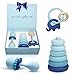 YoMark Upscale Baby Gift Set for Baby Shower Gender Reveal or Newborn Boy Teether Rattle and Ring Stack