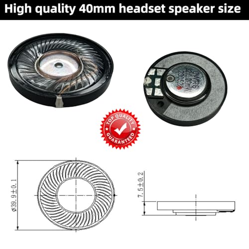 Image of High Performance Headphone Speaker, 40mm 32ohm Headset Speaker Driver Compatible with Most Headphones Speaker Systems - 2 Packs
