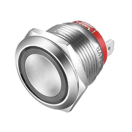 Gebildet Short push button 19mm Stainless Steel Momentary Push-Button Switch Blue LED Waterproof 4-pin SPST Switch 20A/12-24V