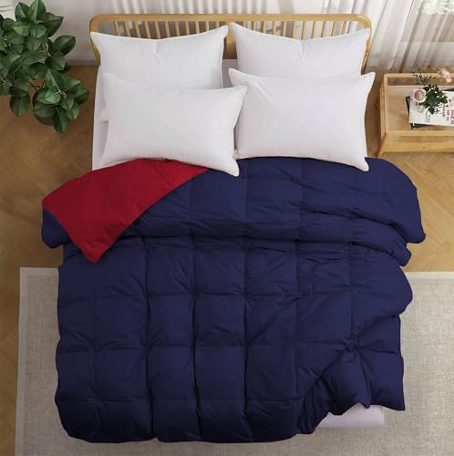 Image of Fluffy 600 GSM Winter Comforter Double Bed Size 90 inchX100 inch - 600 GSM Heavy Winter Quilt Microfiber Rajai /Duvet /Blanket Super Soft Double Bed - Navy Blue /Burgundy Color