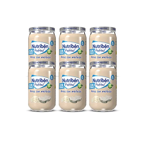 Nutribén Potitos Suprema De Merluza con Arroz, Desde los 6 Meses, Pack 6 x 235 gr