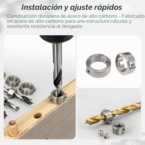 Miniatura 6 de 8 Piezas Taladro Profundidad Tope Anillo, Limitador De Profundidad De Perforación, Kit De Posicionamiento Para, 3 4 5 6 7 8 9 10mm