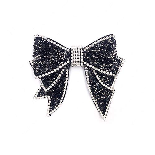 Fodattm 2Pcs Huge Handmade Rhinestone Bow Shoes Decoration Charms No Clip No Strap Diy Crafts Findings Accessories Butterfly Shoes Bag Package Accessories (Black) #TOP4