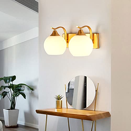 Aplique de pared moderno con pantalla de vidrio blanco para iluminar el espejo del baño 4