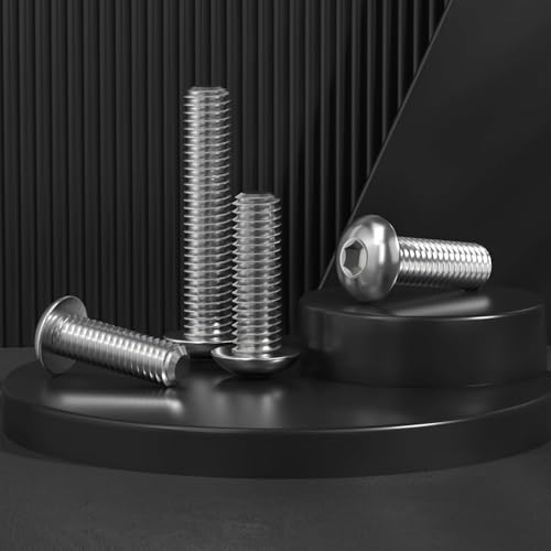 Image of VGBUY 16Pcs 5 /16-18 x 2 inch Button Head Socket Cap Bolts Screws, 304 Stainless Steel 18-8, Allen Hex Drive, Bright Finish, Fully Threaded, Hex Spanner Included