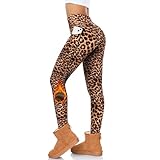 FuelMeFoot Leggings térmicos para mujer, cintura alta, forrados térmicos, con bolsillos, forro polar, pantalones cálidos de yoga para entrenamiento o running., A4-leopardo, L-XL