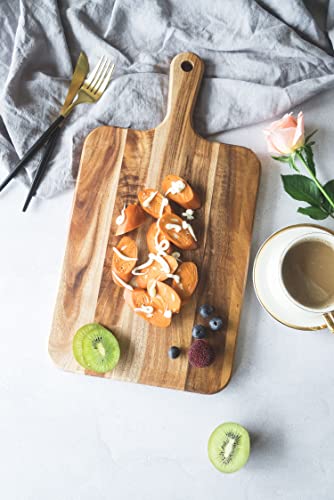 Acacia Wood Cutting Board - Wooden Kitchen Cutting Board For Meat, Cheese, Bread,Vegetables &Fruits- Charcuterie Board Cheese Serving Board With Handle,16" X 8.6” #TOP3