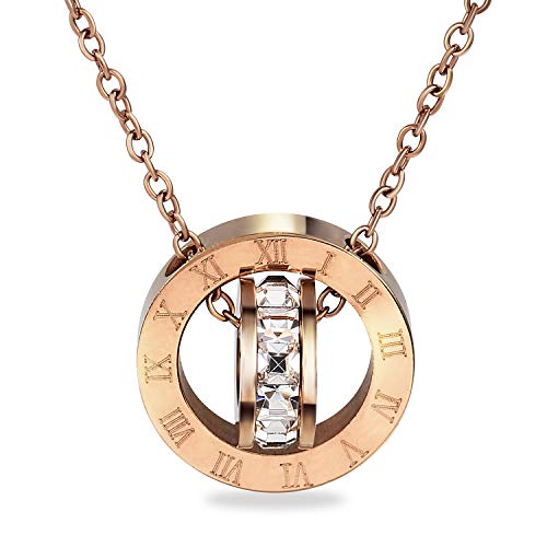 ネックレス レディース 金属アレルギー対応 ローマ数字 高級化粧箱 クロス付き ローズゴールド