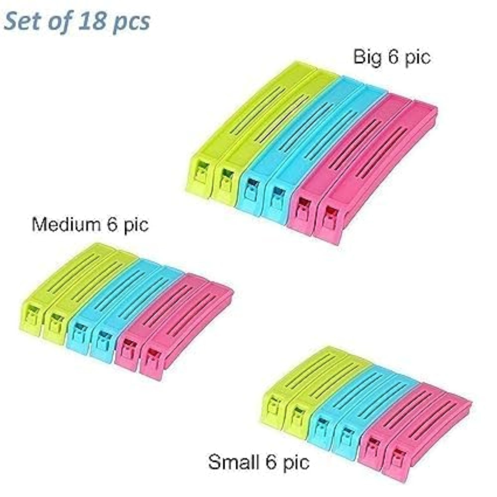 Multipurpose Plastic Bag Clip Sealer, 18 Pcs