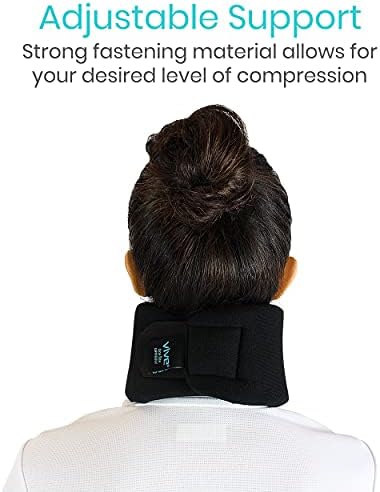 Vive Neck Brace by Cervical Collar - Adjustable Soft Support Collar Can Be Used During Sleep - Wraps Aligns and Stabilizes Vertebrae - Relieves Pain and Pressure in Spine (Black, 4" (Four Inch Width))