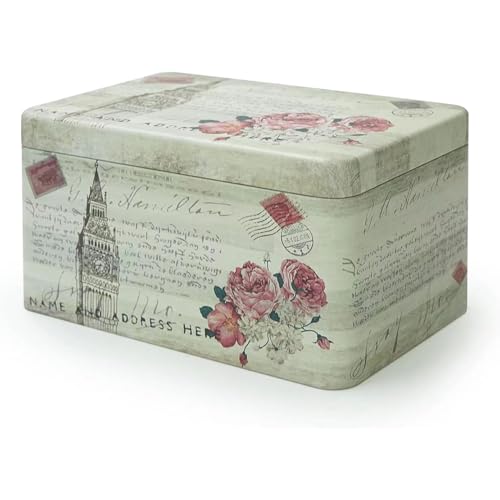 Aoneky Caja de Almacenaje con Tapa - Caja Pequeña de Almacenamiento de Metal Hojalata, Caja Decorativa Vintage Portátil para Guardar Cosas Galletas Snacks Fotos, Verde