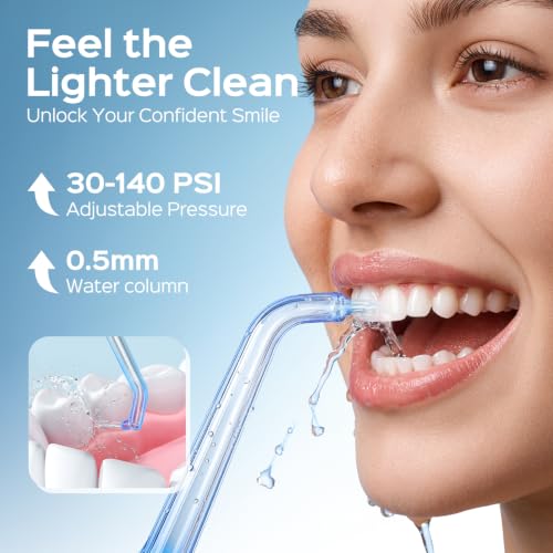 Image of COSLUS T50 Portable Water Dental Flosser for Travel with Screen Display | Mini Cordless Pick with Pressure Indicator Light, 9-Level for Braces, Gum Care, Rechargeable On-the-Go, 240ml, IPX7, Black