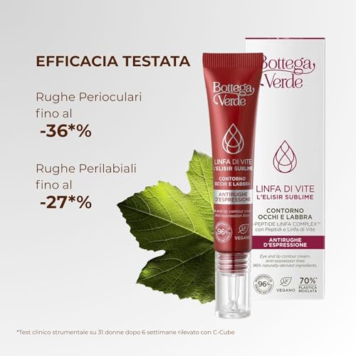 Bottega Verde - Linfa Di Vite L’Elisir Sublime Contorno Occhi E Labbra, 15 Ml, Effetto Levigante E Filler, Con Peptidi, Linfa Di Vite, Acido Ialuronico E Filmexel, Per Rughe D’Espressione - 5