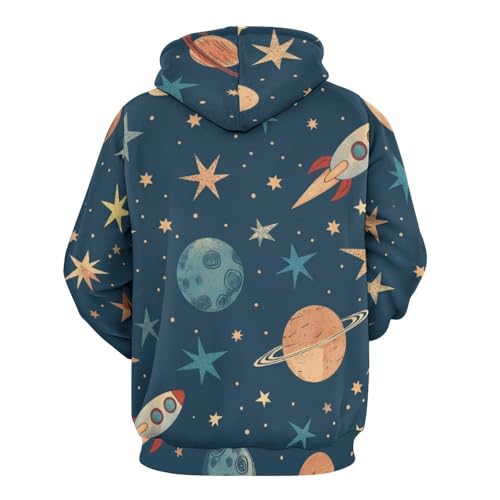 Pullover étoiles fusée planète avec imprimé spatial et manches longues S - 4