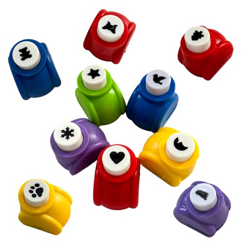 10PCS Mini perforatrice à motif, Poinçons en Papier pour Craft, Cutter de Formes pour DIY Album Photo, Perforatrice Flocon, Sapin, Cœur, Les couleurs de chaque motif...