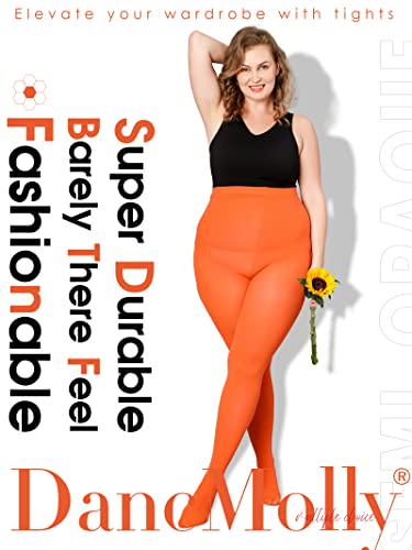 Image of DancMolly Plus Size Tights for Women, Control Top Semi Opaque Nylon Pantyhose High Waist