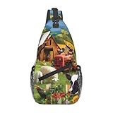 Matériau du produit : ce sac à bandoulière à motif animaux de la ferme est fabriqué en tissu polyester avec un imprimé élégant sur un seul côté. Il peut contenir un iPad, des livres, un appareil photo ou des vêtements, répondant aux besoins de courts voyages, trajets et sorties quotidiennes.