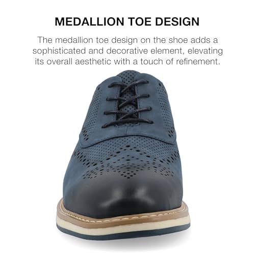 Image of Vance Mens Patrick Lace-up Hybrid Perforated Oxford Medallion Toe Tru Comfort Foam Casual Dress Shoe