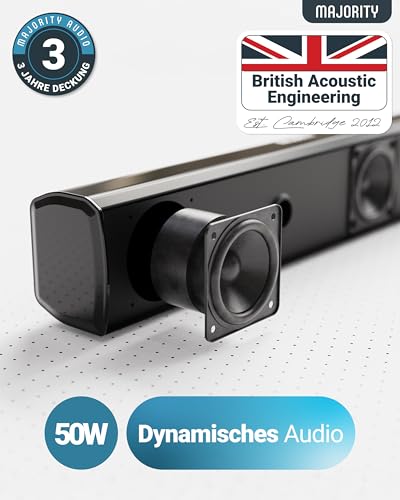 MAJORITY Bowfell Soundbar für TV & PC | 50W Mini Soundbar mit Bluetooth 5.0 | 2.0 Stereo...
