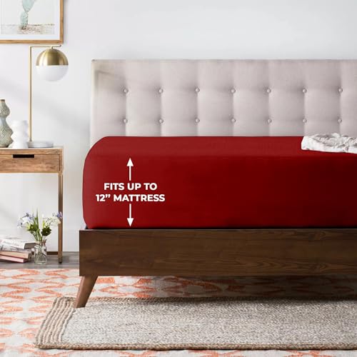 Image of Mattress Protector Single Bed (78x36 inch)| 100% Waterproof Mattress Cover for Single Bed |Dustproof Soft Terry Cotton, Hypoallergenic & Breathable Fitted Elastic Mattress Cover- Maroon