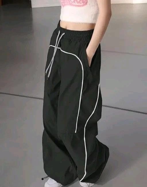 Image of Women Loose Fit Korean Style Gym Joggers Cotton Linen Self Design Casual Workout Track Pants