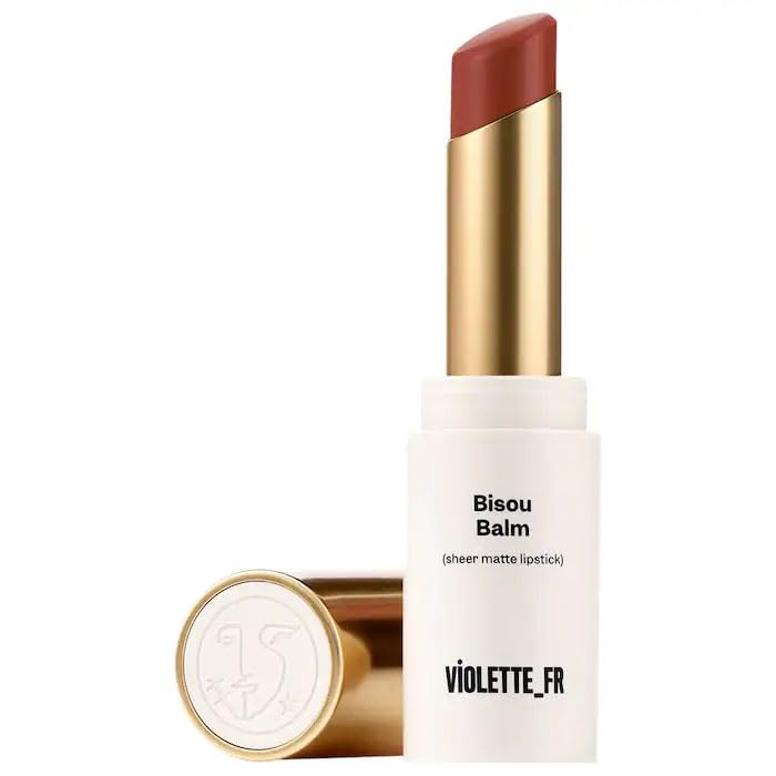VIOLETE - Balm Sheer Matte Lipstick - Hydrating, Buildable Sheer Color with Soft Matte Finish, Comfortable Wear, Vegan & Cruelty-Free - Color: Mon Cheri- (warm brown-red)