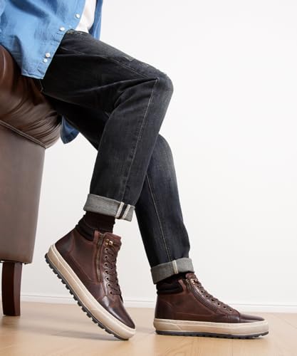 Image of Jousen Mens Casual Shoes Premium Leather Side Zipper High Top Boots Fashion Sneakers for Men