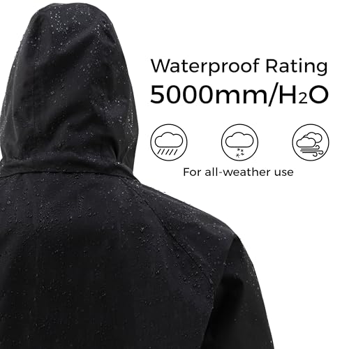 wantdo Mens Rain Jacket Waterproof with Hood Packable Long Rain Coat Lightweight Rainwear Raincoat3