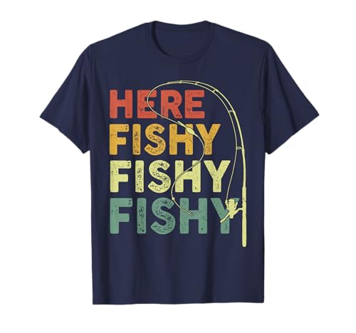 Fishing Here-Fishy Bass Fish Dad Funny T-Shirt