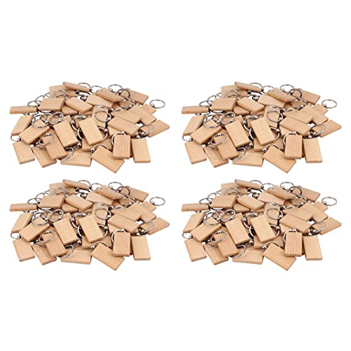 Porte-clés en bois vierge rectangulaire en lot de 200 avec finitions soignées pour gravure