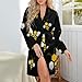 Art Bee with Honeycomb Fashion Robes for Women Knee Length Long Sleeved Nightgown Spa Bathrobe Soft Bath Robe L