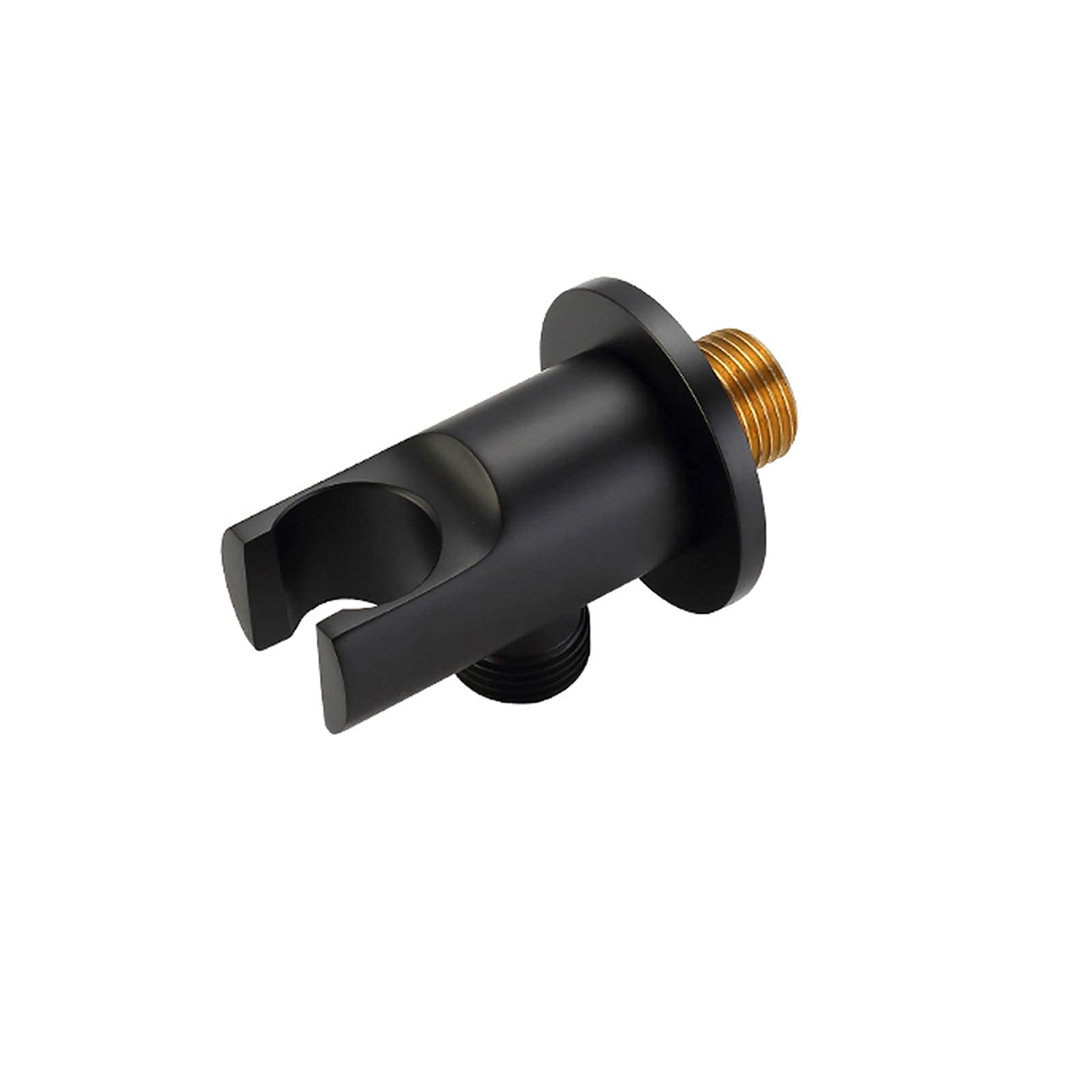 AKAZI Duschkopfhalter aus Messing, Handbrausehalterung, Wandmontage, Duschhalterung, runder Duschhalter, G1/2-Schnittstelle, Chrom (schwarz)