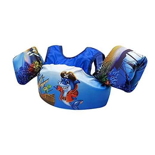 Silfrae Swim Vests Swim Floatation Vest Flotation Device Kids Floaties for Pool Weighing from 30 to 50 lbs(Blue Shark)