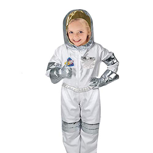 iBaste_S Child Astronaut Costume Halloween Costumes Kids Spaceman Suit Fancy Dress Up Role Play Set Kids Jumpsuit Helmet Gloves Name Tag Flag Pin