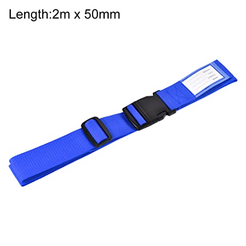 Image of uxcell Luggage Straps Suitcase Belts with Buckle Label, 2x78 2Mx5cm Adjustable PP Travel Bag Packing Accessories, Dark Blue 4Pcs