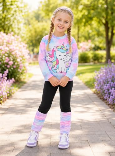 Image of Little Girls Clothes Sets - Cute Sweatshirts Top Shirt & Leggings 2 Piece Kids Fall Winter Outfits Toddler Clothing