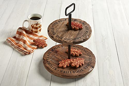 Mud Pie, Brown, Wooden Sentiment Tiered Server, 23" X 13" Dia #TOP1