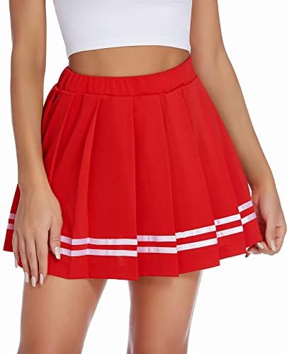 Avidlove Pleated Skirt for Women Mini Skater Skirts Uniform Skirt Cheer Skirts for Women (Red, X-Large)
