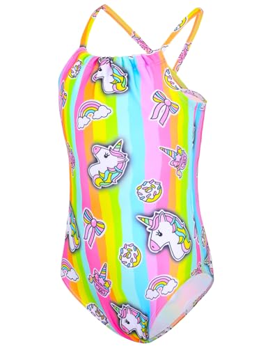 Image of TENVDA Girls Swimsuit Summer Beach Sport Halter Bathing Suits One Piece Swimwear for 2-12 Years Old Kids