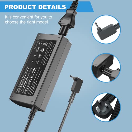 65W Laptop Charger Compatible with Acer Aspire 5 A515-55 A515-56 A515-46 A515-54 A515-54G A514-54-501z 54-55ZD A515-54G-73WC 54G-54QQ Chromebook 11 R11 13 14 15 C720 C720P C738T Power Adapter - Image 4