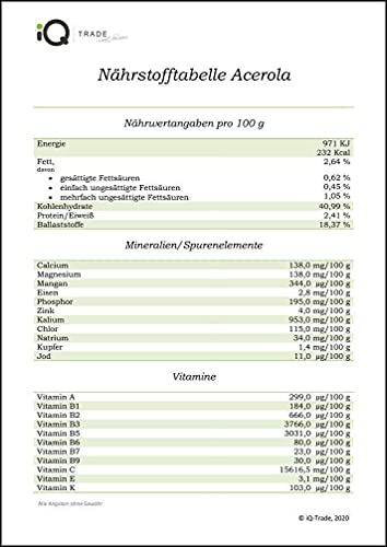 Acerola Pulver von VivaNutria – Natürliches Vitamin C für Smoothies und Müsli