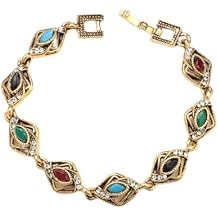YAZILIND Vintage Color Gemstone Bracelet Bohemian Style Turquoise Bangle Retro Jewelry Women Birthday Gift