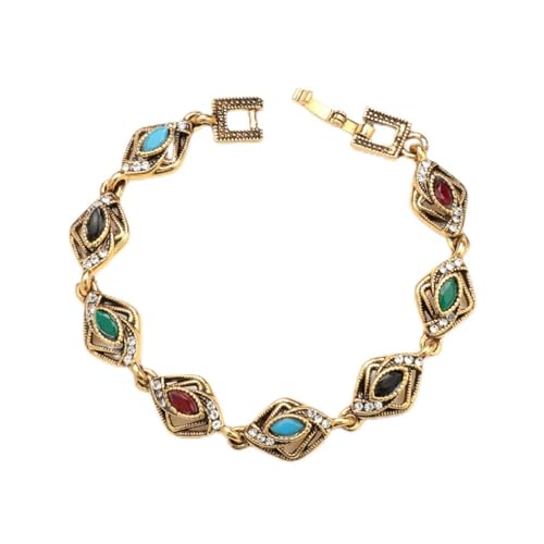 YAZILIND Vintage Color Gemstone Bracelet Bohemian Style Turquoise Bangle Retro