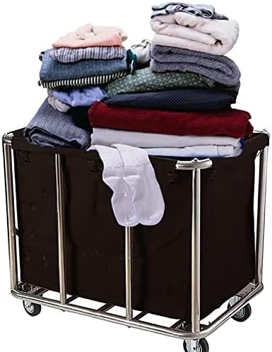XIJIXILI Commercial Laundry Basket with Wheels 400L Large Laundry Sorter Rolling Basket Trucks Large Stainless Steel Laundry Trolley Cart for Industrial/Home