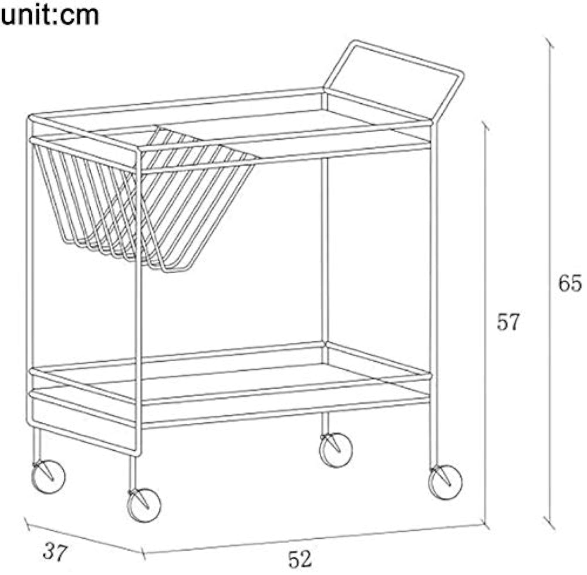 Metal Standard Top Serving Cart Rolling Storage Trolley