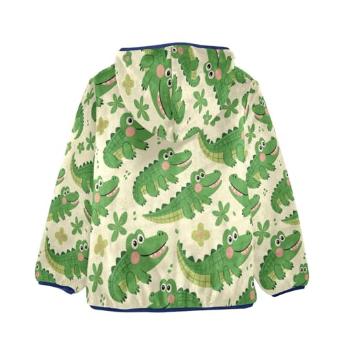 Crocodile Pattern with Green Background Toddler Fleece Jacket Girl Boys Hooded Fleece Jacket Coat2