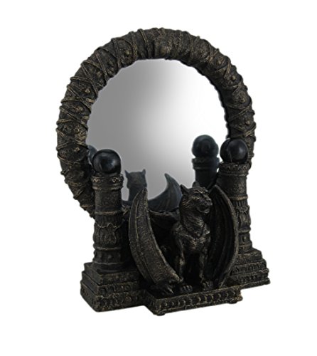 Zeckos Bronze Finished Gothic Gargoyle Table Mirror 9 Inches Tall