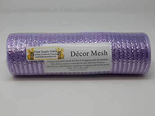 Floral Supply Online - 10 inch x 30 feet Metallic Mesh Ribbon. The Exclusive Metallic Mesh with A Unique Touch of Color and Sparkle. (Lavender)