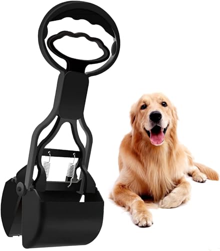 Image of Small Potty Scooper Non-Breakable Portable Outdoor Pet Pooper Scooper for Small /Medium /Large Dogs and Cats | High Strength Material and Durable Spring for Grass and Gravel Pick Up, Black